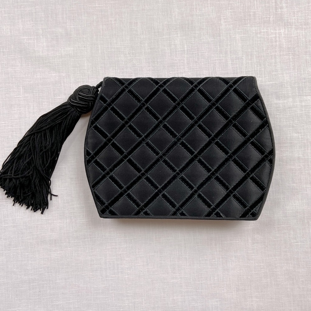 Carla Marchi Black Satin & Velvet Evening Bag